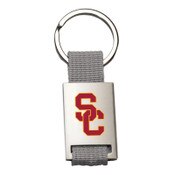 USC Trojans Gray SC Interlock Fabric Strap Metal Key Tag